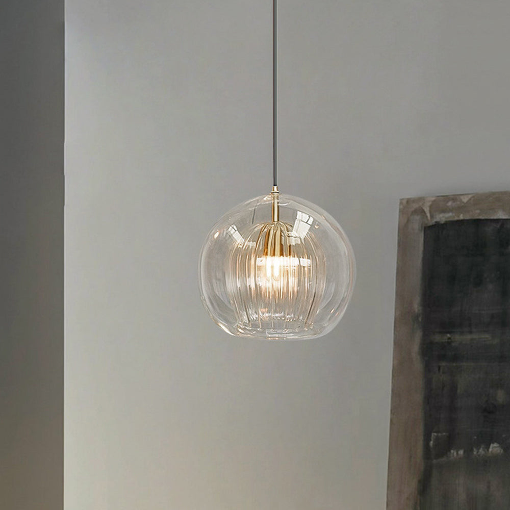 June Suspension Bulle Nordique Verre Transparent/Doré Salon/Chambre