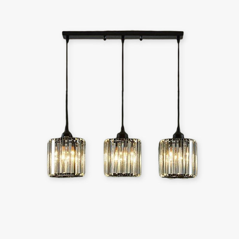 Vina Suspension Ronde/Carré Nordique. Métal/Verre. Noir/Or. Salon/Bar