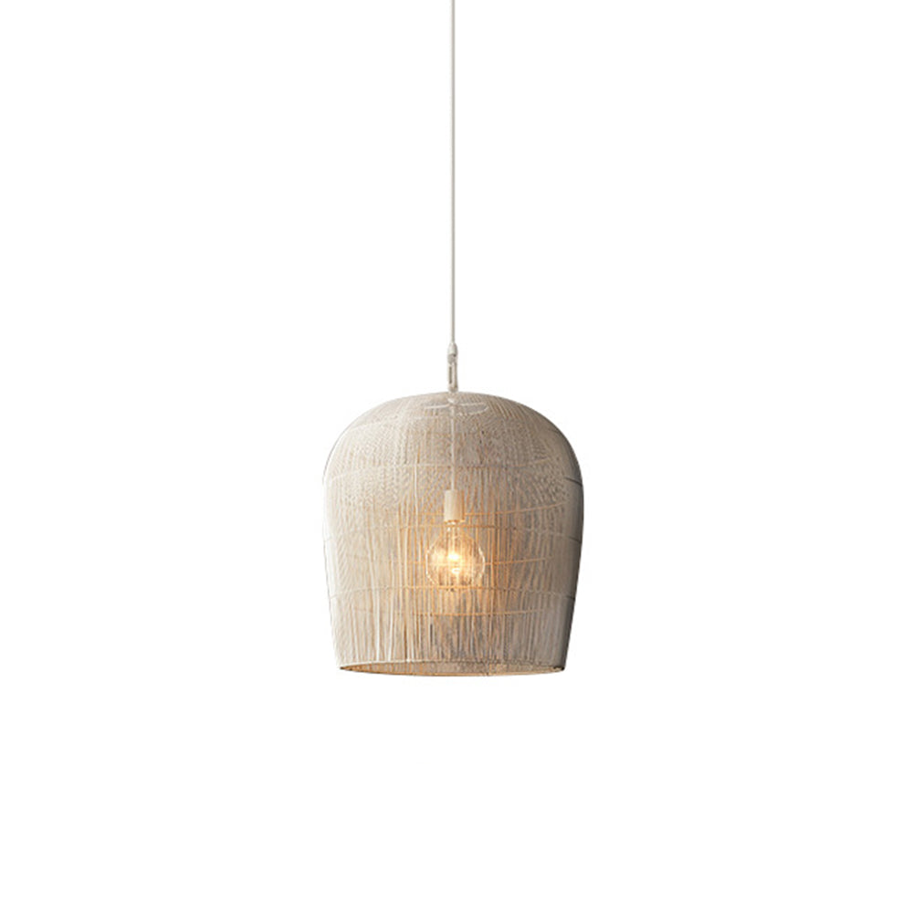 Ritta Suspension Cylindre Moderne, Metal/Rotin, Blanc/Noir, Salon