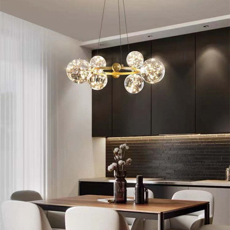 Valentina Suspension Boule Moderne, Métal/Verre, Doré/Noir, Salon