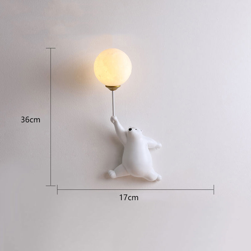 Bear Balloon Applique Murale Ours Ballon Moderne Animale. Blanc/Bleu/Rose. Salon