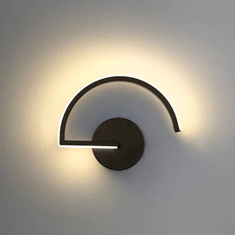 Arisha Applique Murale Semi-Circulaire Linéaire Minimaliste, Métal, Noir/Blanc, Bureau