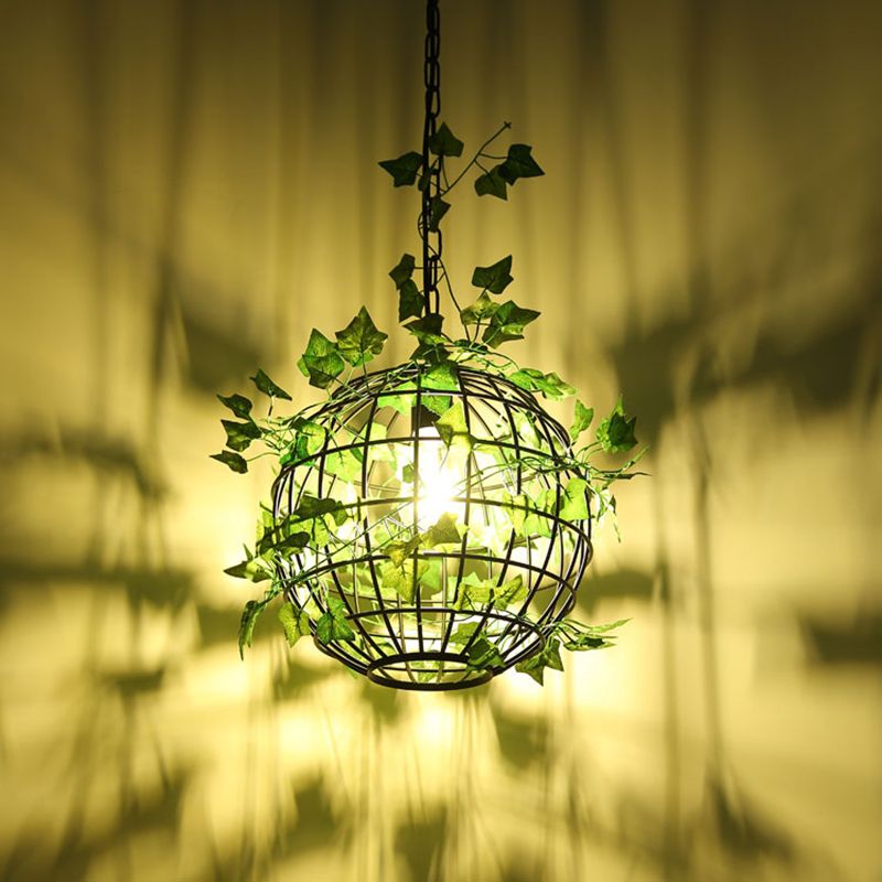 Umari Globe Art Deco LED Suspension Vert Métal Salle à Manger
