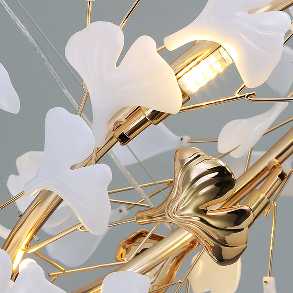 Jarn Suspension Feuille/Multi Moderne Métal/Céramique Doré/Blanc Salon