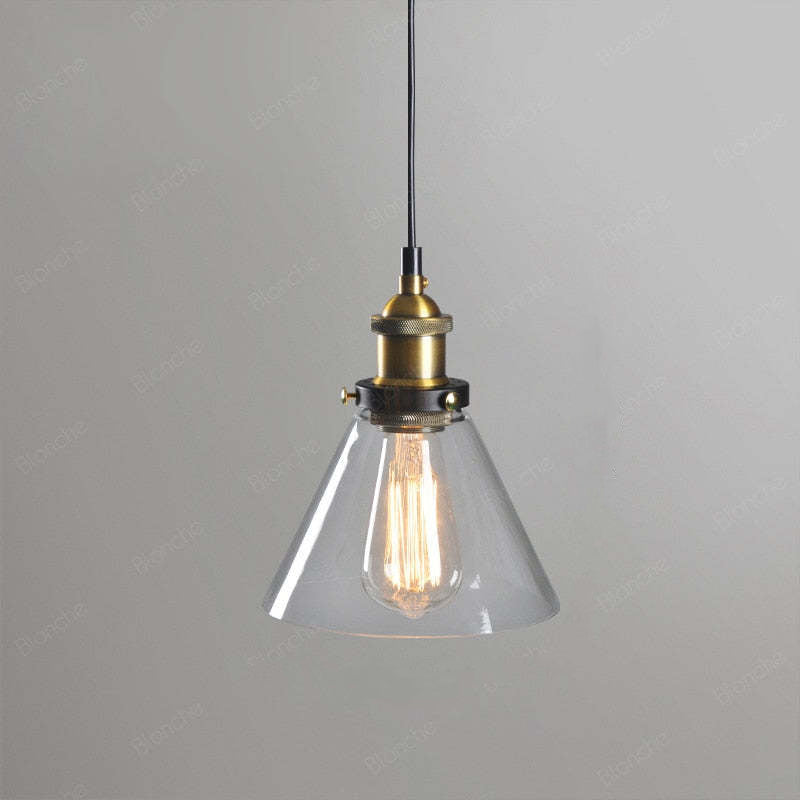June suspension Industriel en Verre. Clair/Ambre/Gris Fumé