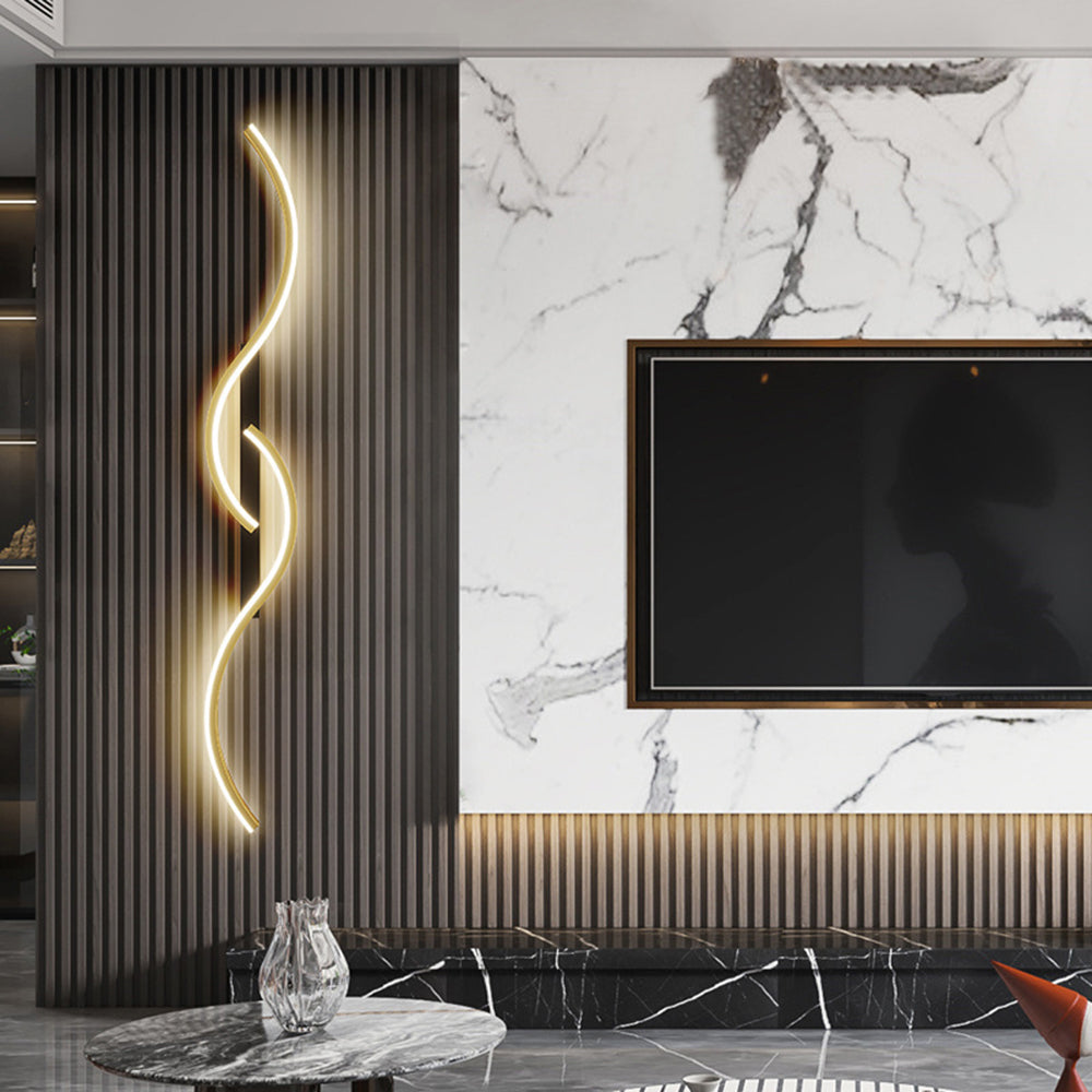 Lumor Applique Murale Vague Design Moderne Noir/Or Salon