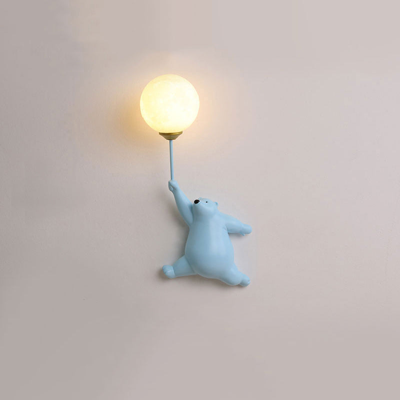 Bear Balloon Applique Murale Ours Ballon Moderne Animale. Blanc/Bleu/Rose. Salon