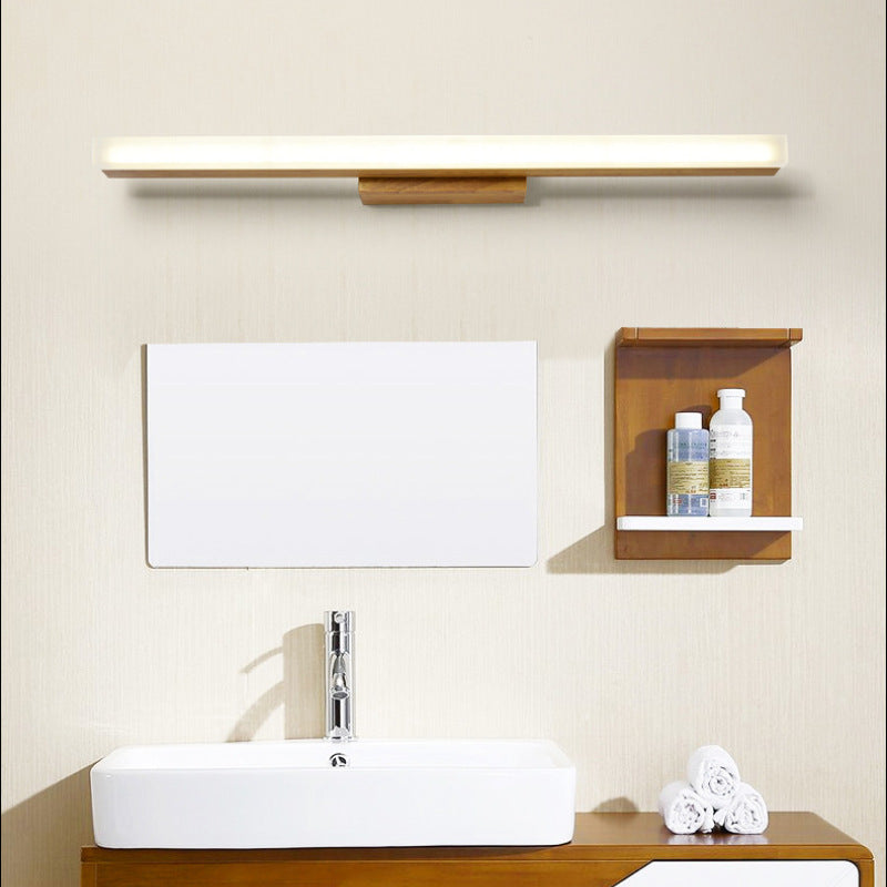 Quinl Applique Murale Miroir Linéaire Minimaliste. Bois. Noyer. Salon