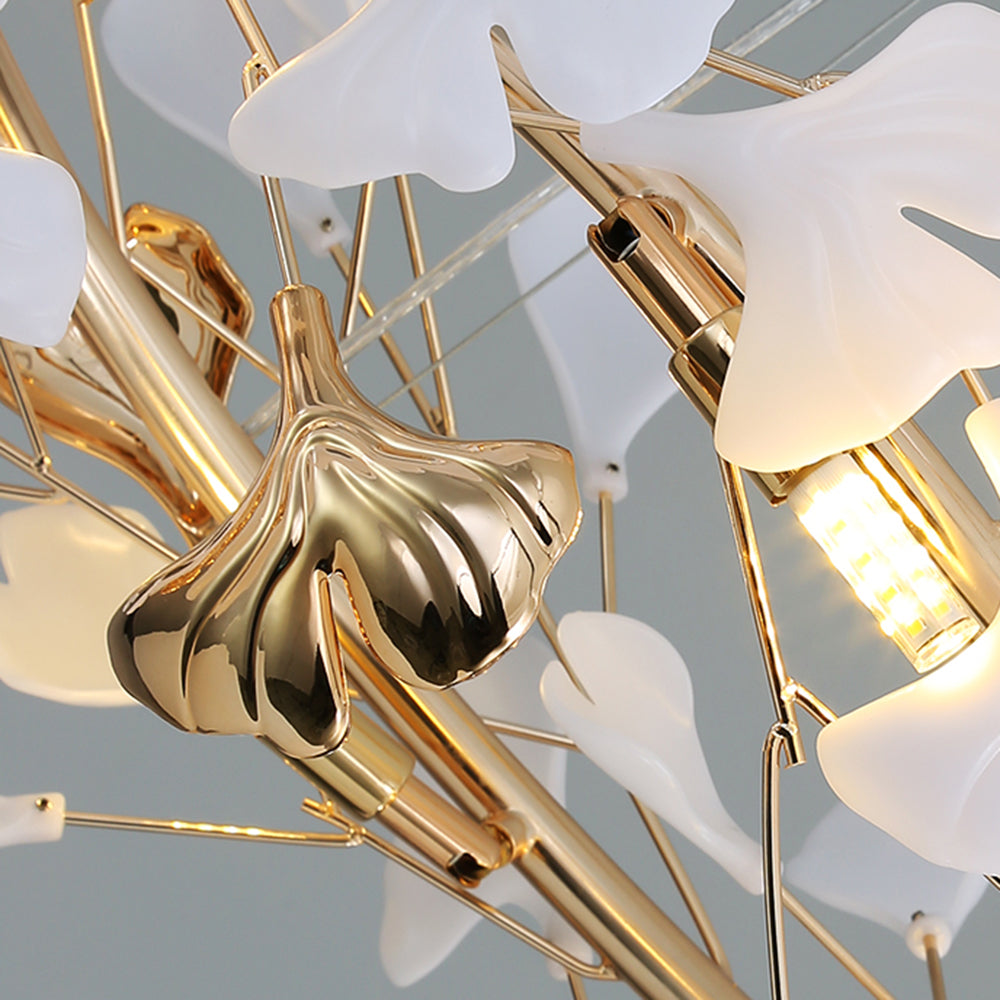 Jarn Suspension Feuille/Multi Moderne Métal/Céramique Doré/Blanc Salon
