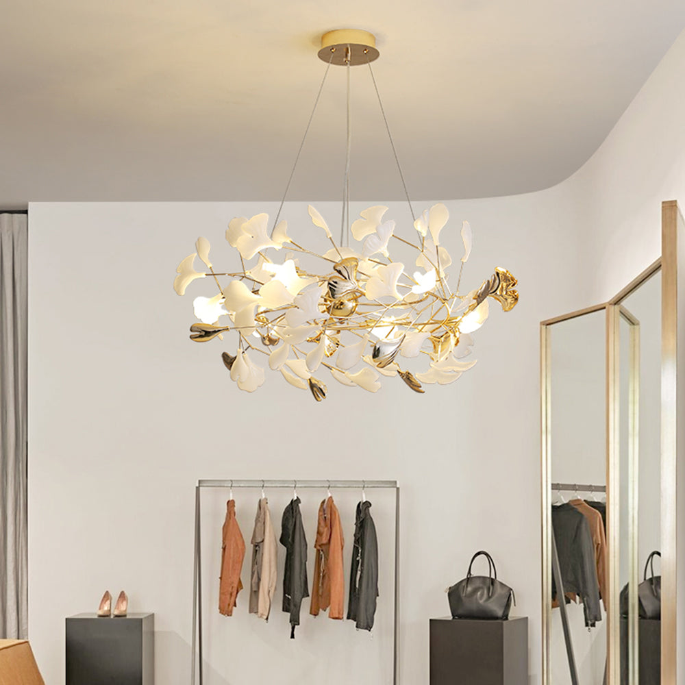 Jarn Suspension Feuille/Multi Moderne Métal/Céramique Doré/Blanc Salon