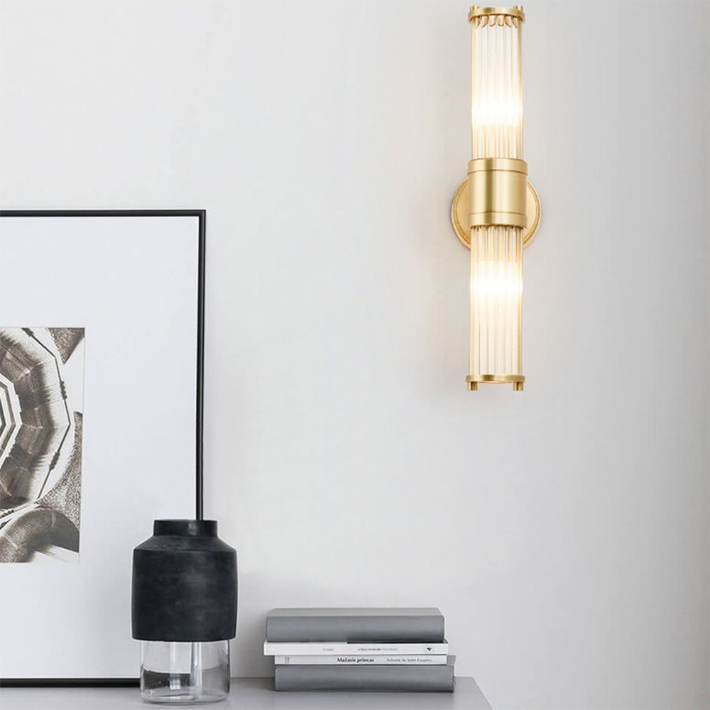 Tyra LED Applique Murale Cylindrique Vintage Métal/Verre Or