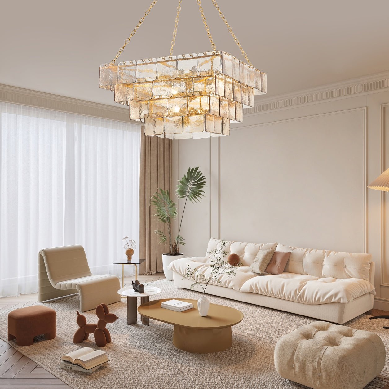 Aurora Lustre en verre luxueux à étages