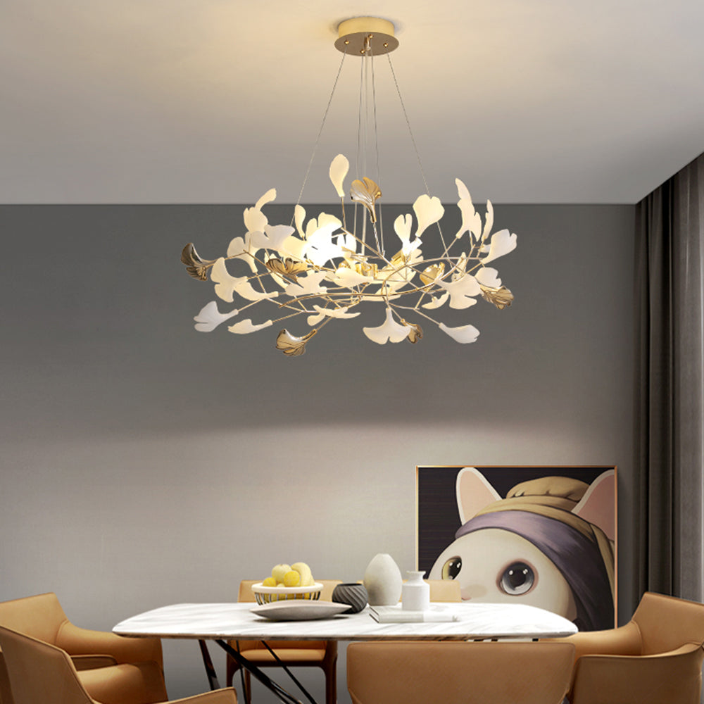Jarn Suspension Feuille/Multi Moderne Métal/Céramique Doré/Blanc Salon