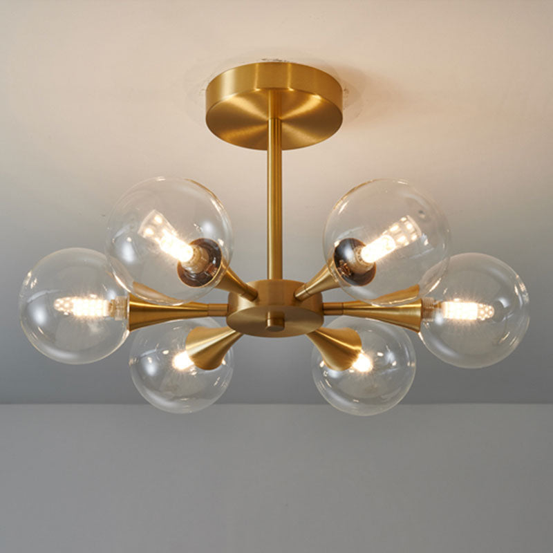 Valentina Suspension Boule Moderne, Laiton/Verre, Blanc/Claire, Salon
