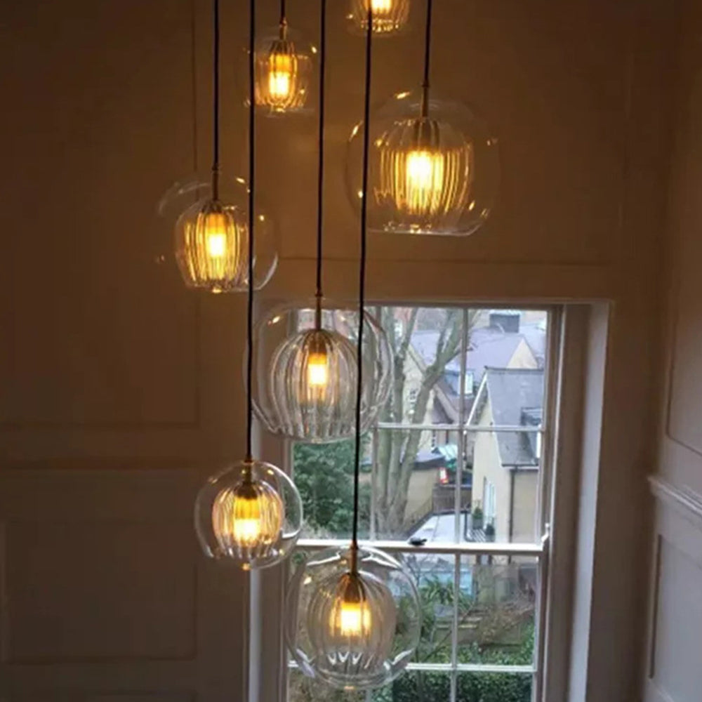 June Suspension Bulle Nordique Verre Transparent/Doré Salon/Chambre