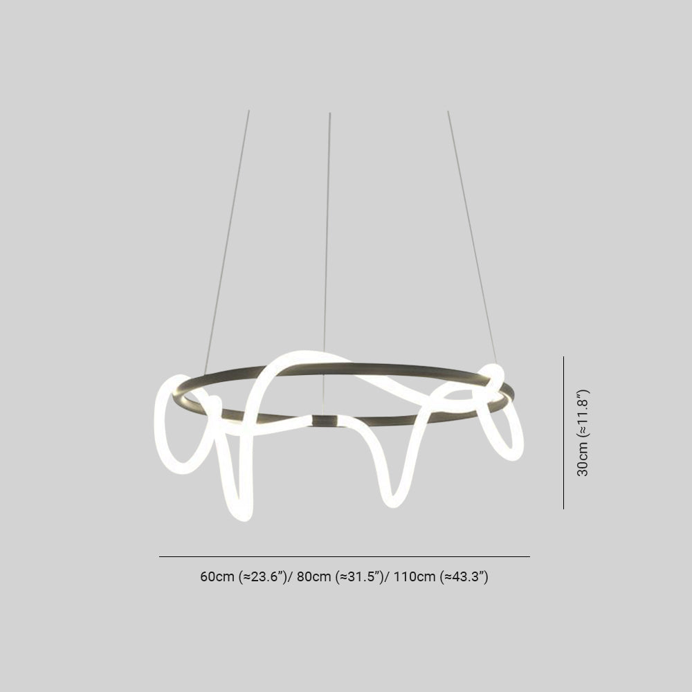 Xania Suspension Courbe/linéaire LED Postmoderne. Métal. Or/Noir. Salon