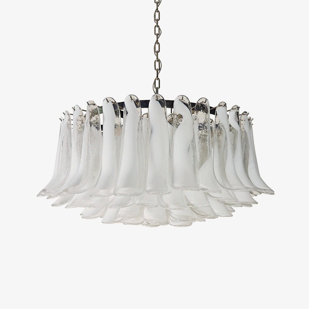 Aurora Lustre Pétale en Verre de Murano Blanc Élégant