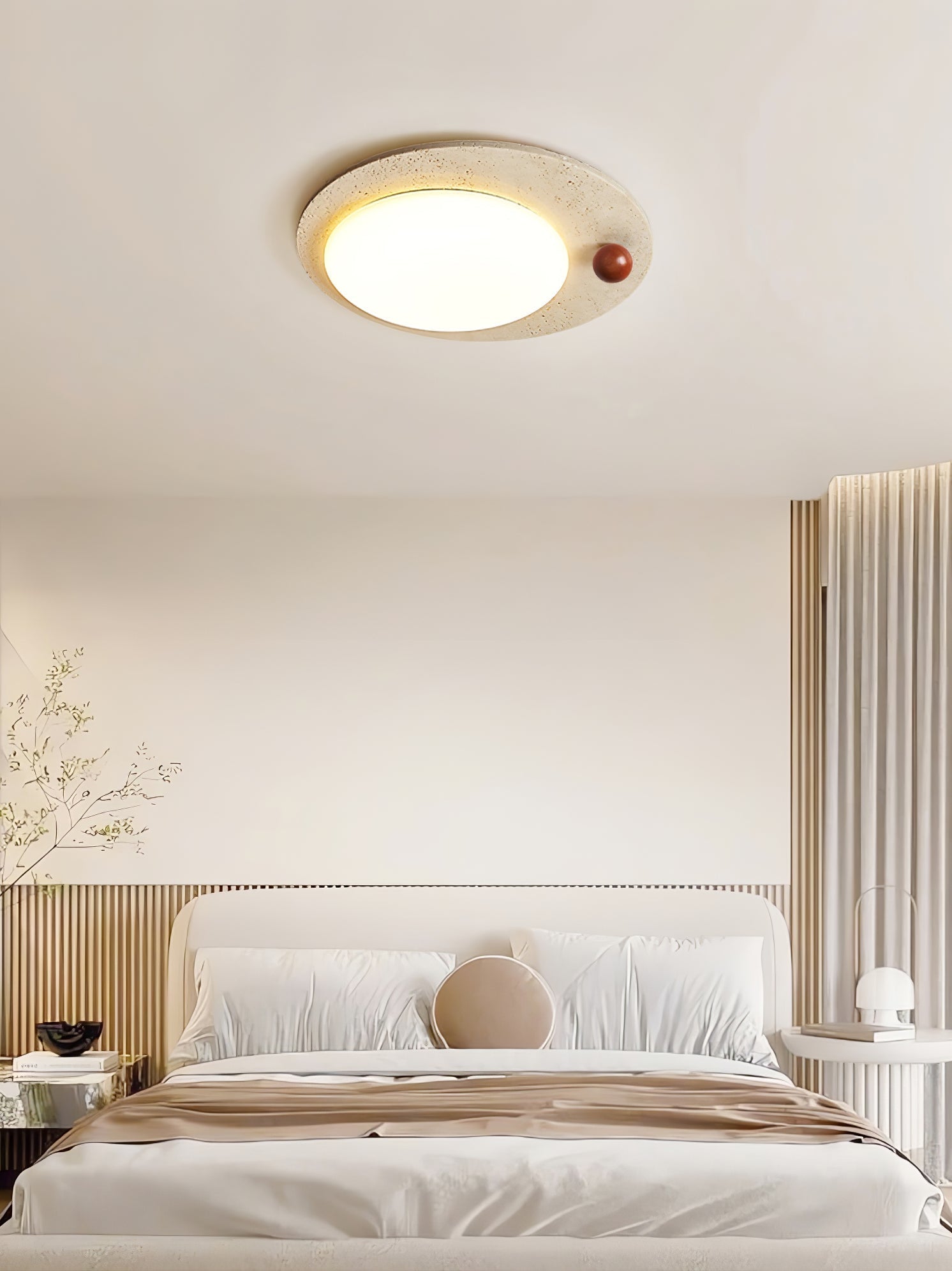 Orbia Lumière de Plafond Circulaire en Travertin