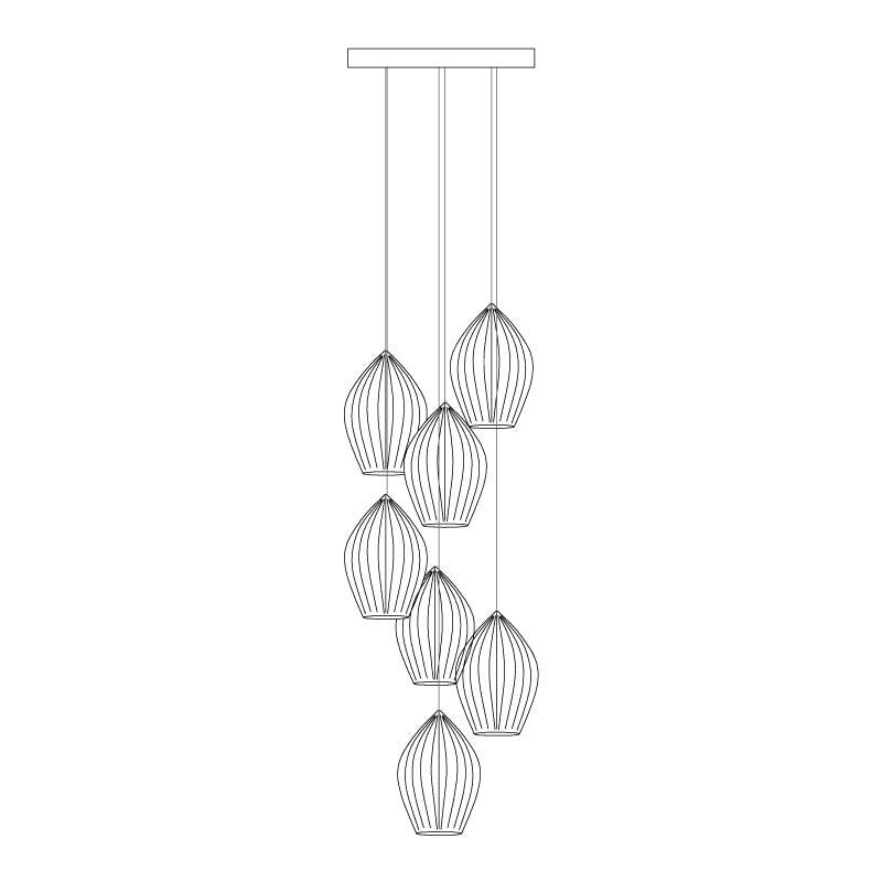 Solara Lampe à suspension en céramique côtelée en porcelaine élégante