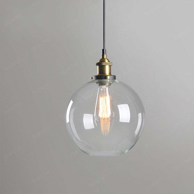 June suspension Industriel en Verre. Clair/Ambre/Gris Fumé