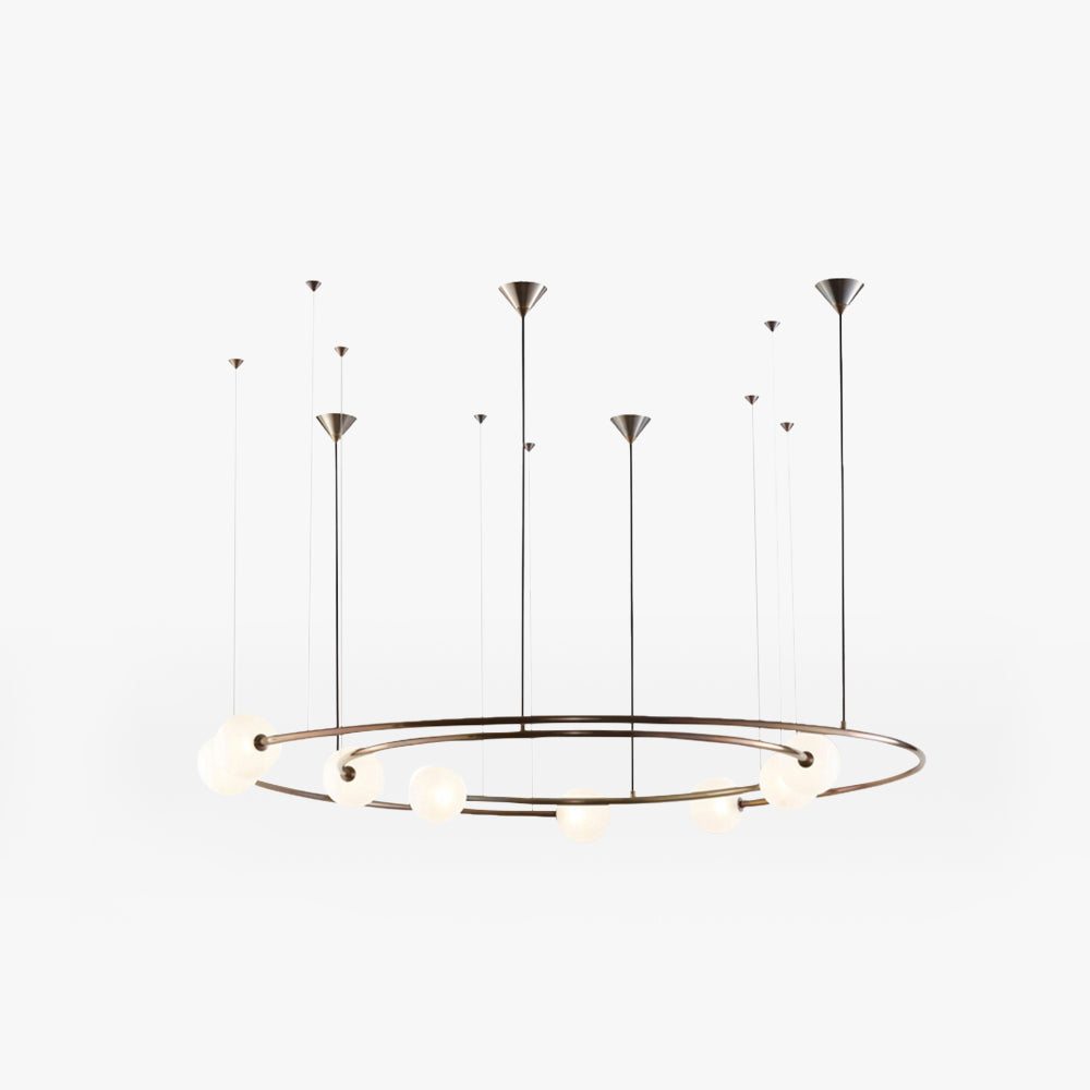 Valentina Suspension Anneau Moderne, Métal/Verre, Noir/Doré, Salon