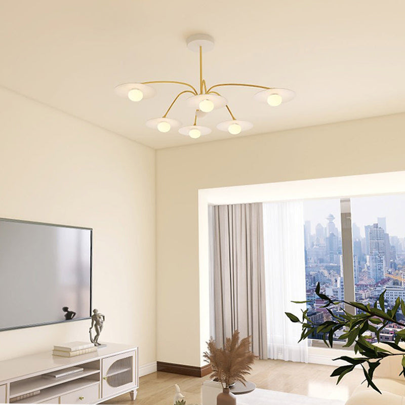Arisha Suspension Fleur Art Déco,  Métal/Verre, Blanc, Salon