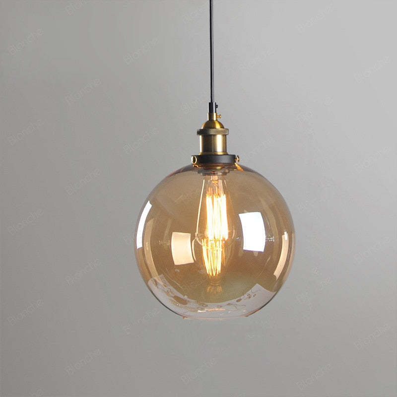 June suspension Industriel en Verre. Clair/Ambre/Gris Fumé