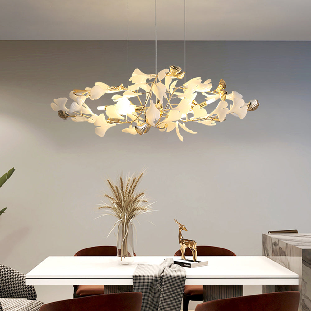 Jarn Suspension Feuille/Multi Moderne Métal/Céramique Doré/Blanc Salon