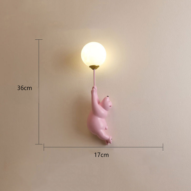 Bear Balloon Applique Murale Ours Ballon Moderne Animale. Blanc/Bleu/Rose. Salon