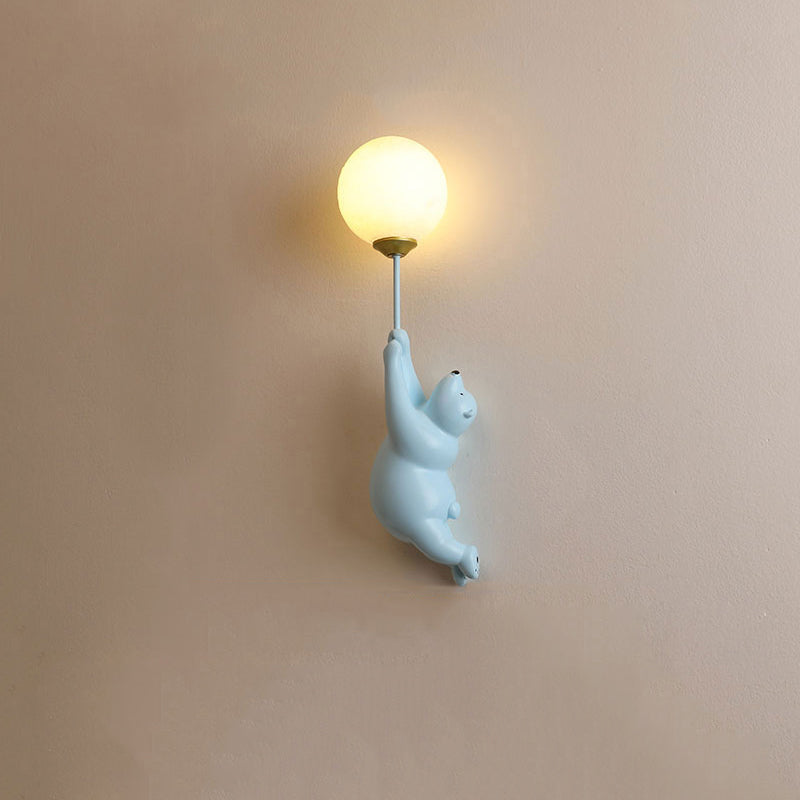 Bear Balloon Applique Murale Ours Ballon Moderne Animale. Blanc/Bleu/Rose. Salon