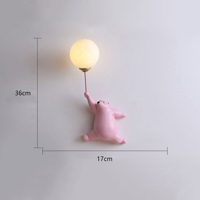 Bear Balloon Applique Murale Ours Ballon Moderne Animale. Blanc/Bleu/Rose. Salon