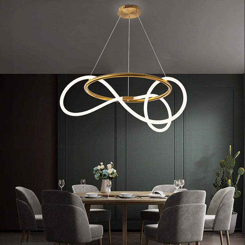 Xania Suspension Courbe/linéaire LED Postmoderne. Métal. Or/Noir. Salon
