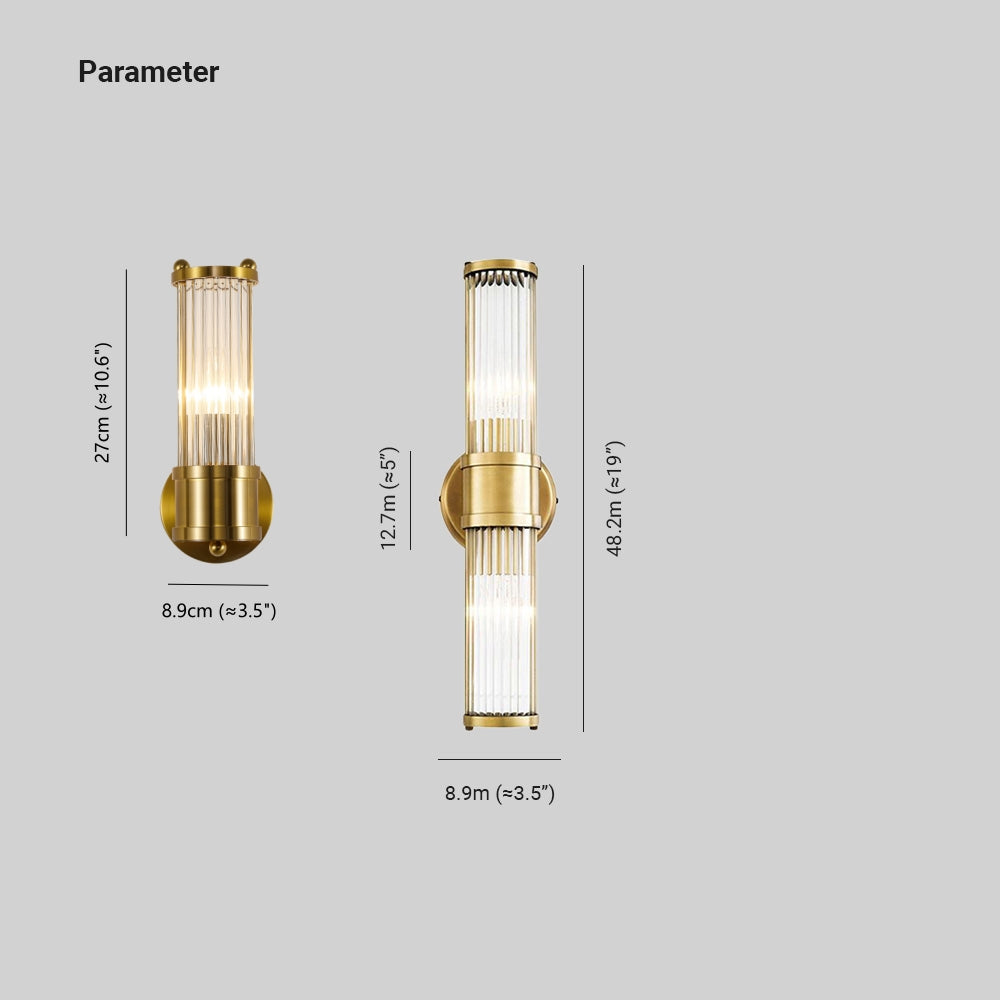 Tyra LED Applique Murale Cylindrique Vintage Métal/Verre Or