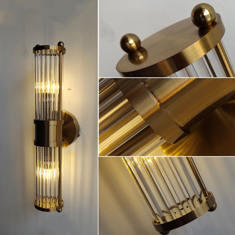 Tyra LED Applique Murale Cylindrique Vintage Métal/Verre Or