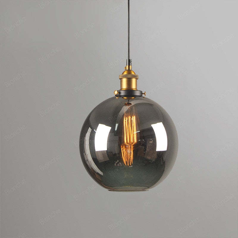 June suspension Industriel en Verre. Clair/Ambre/Gris Fumé