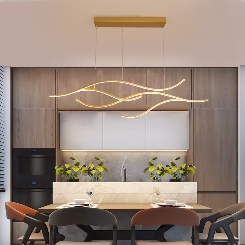 Nayel Luminaires Suspension linéaire. LED Noir/Or. Salon