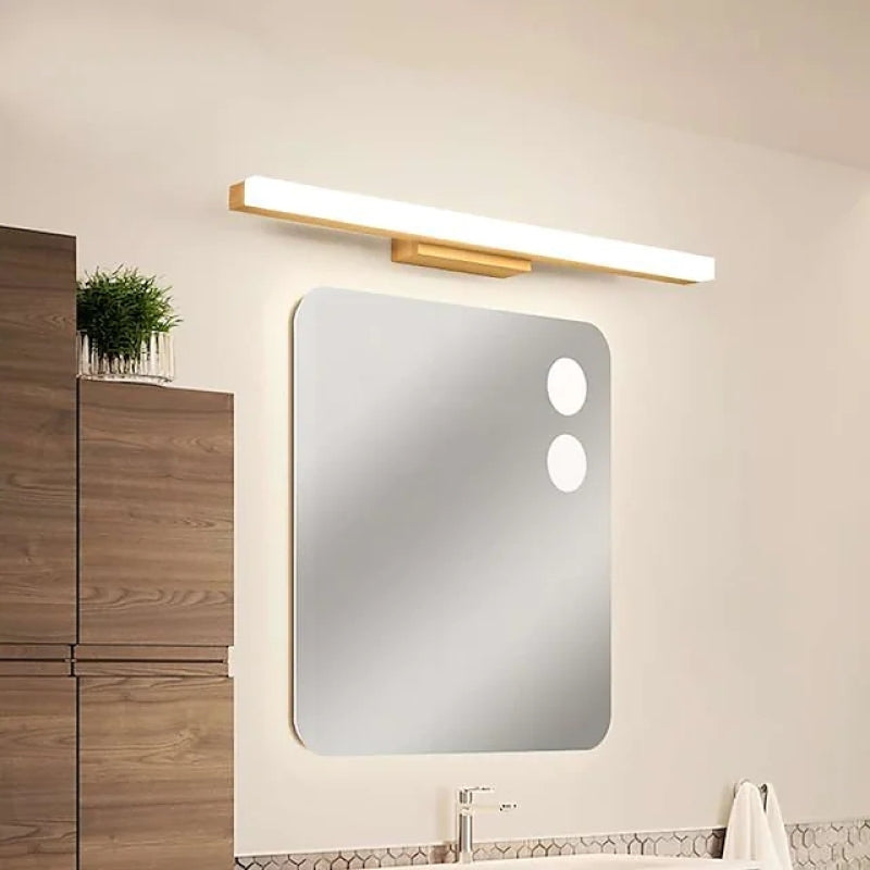 Quinl Applique Murale Miroir Linéaire Minimaliste. Bois. Noyer. Salon