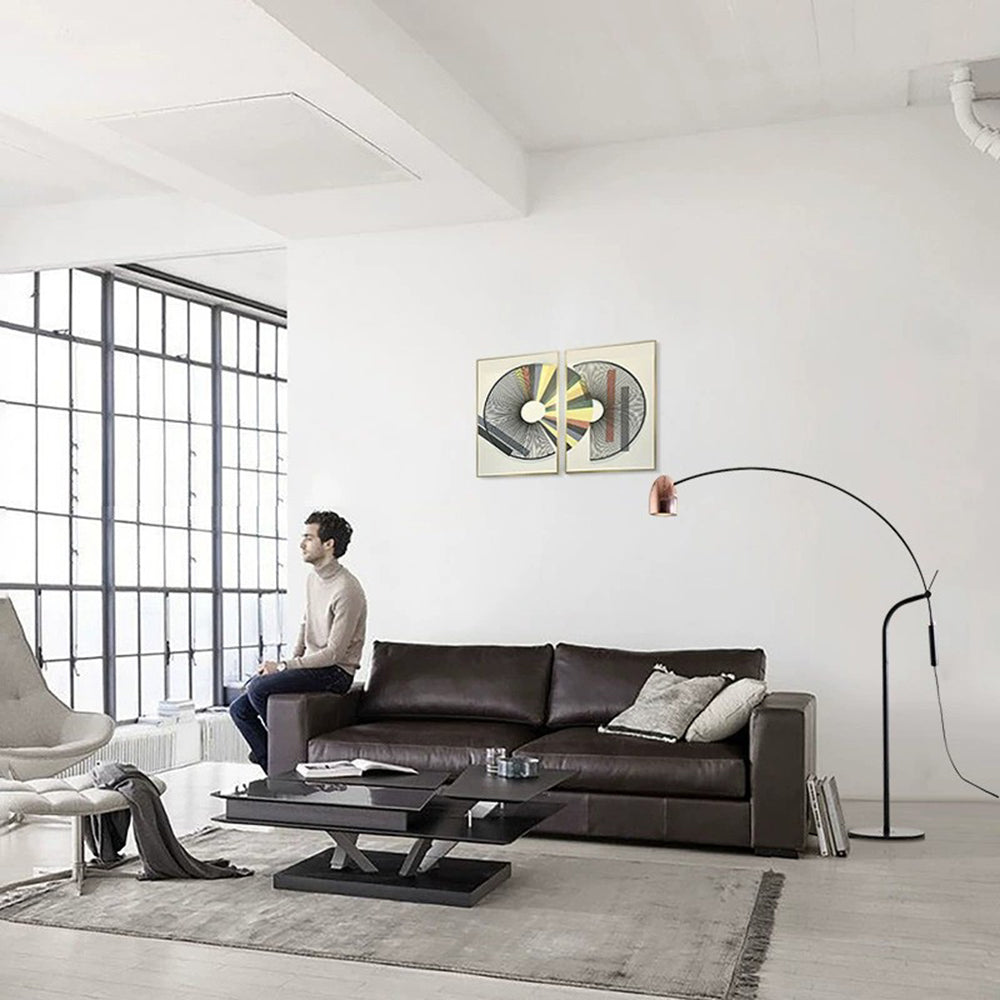 Arisha Design Simple Lampadaire Arc Minimaliste Métal Or Rose Salon