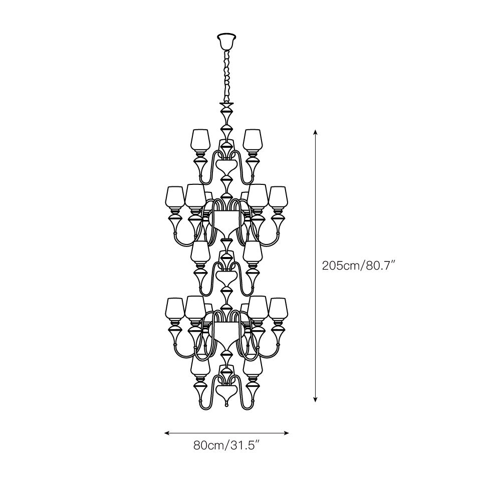 Abrahamson Lustre Traditionnel À Niveaux Abat-jour Laiton Verre