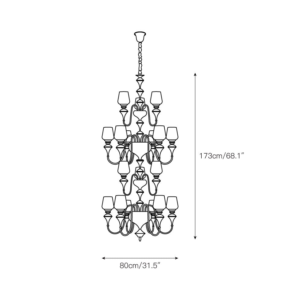 Abrahamson Lustre Traditionnel À Niveaux Abat-jour Laiton Verre
