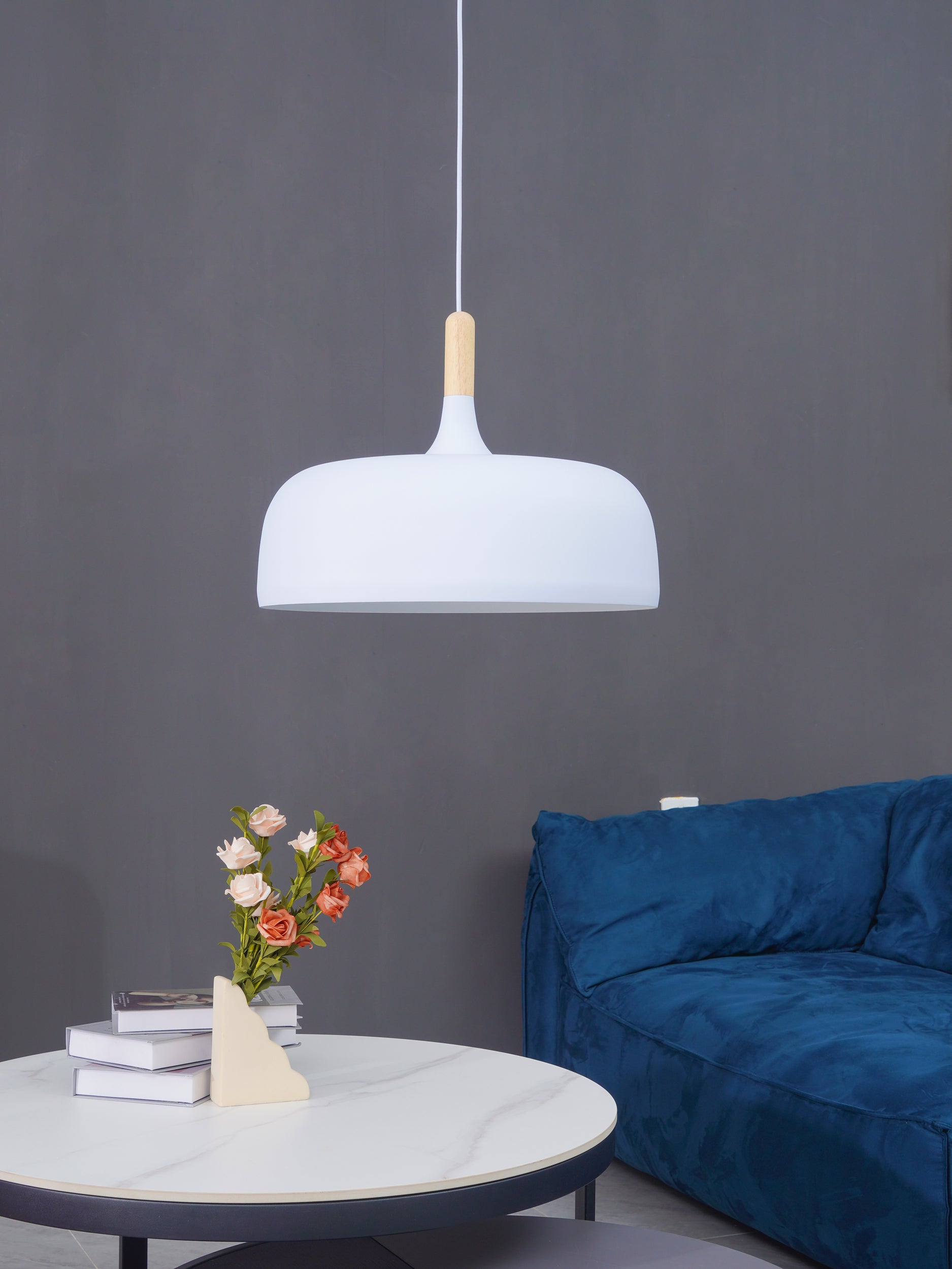 Lustra Suspension Lampe Abat-jour Blanc en Bois