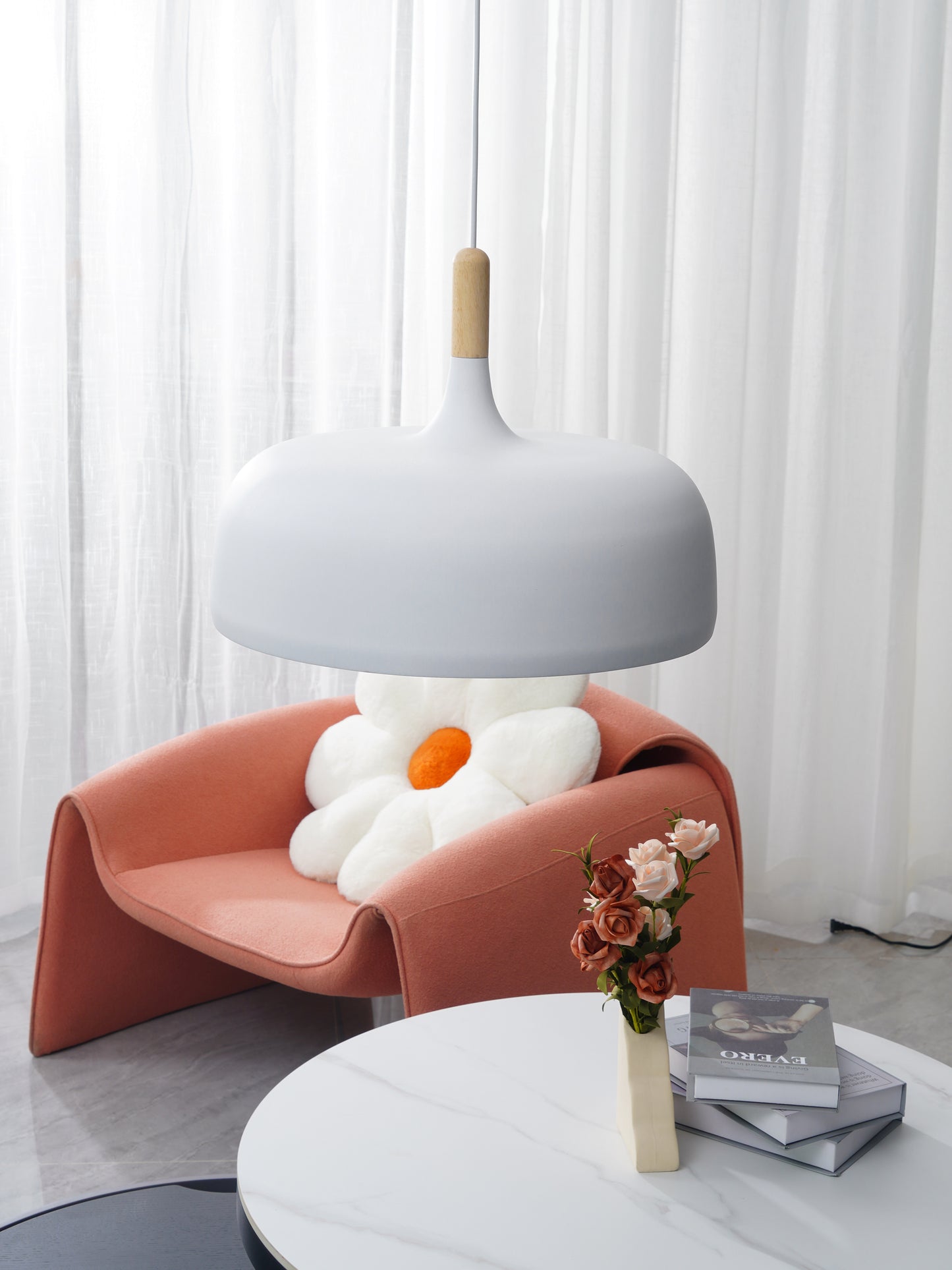 Lustra Suspension Lampe Abat-jour Blanc en Bois