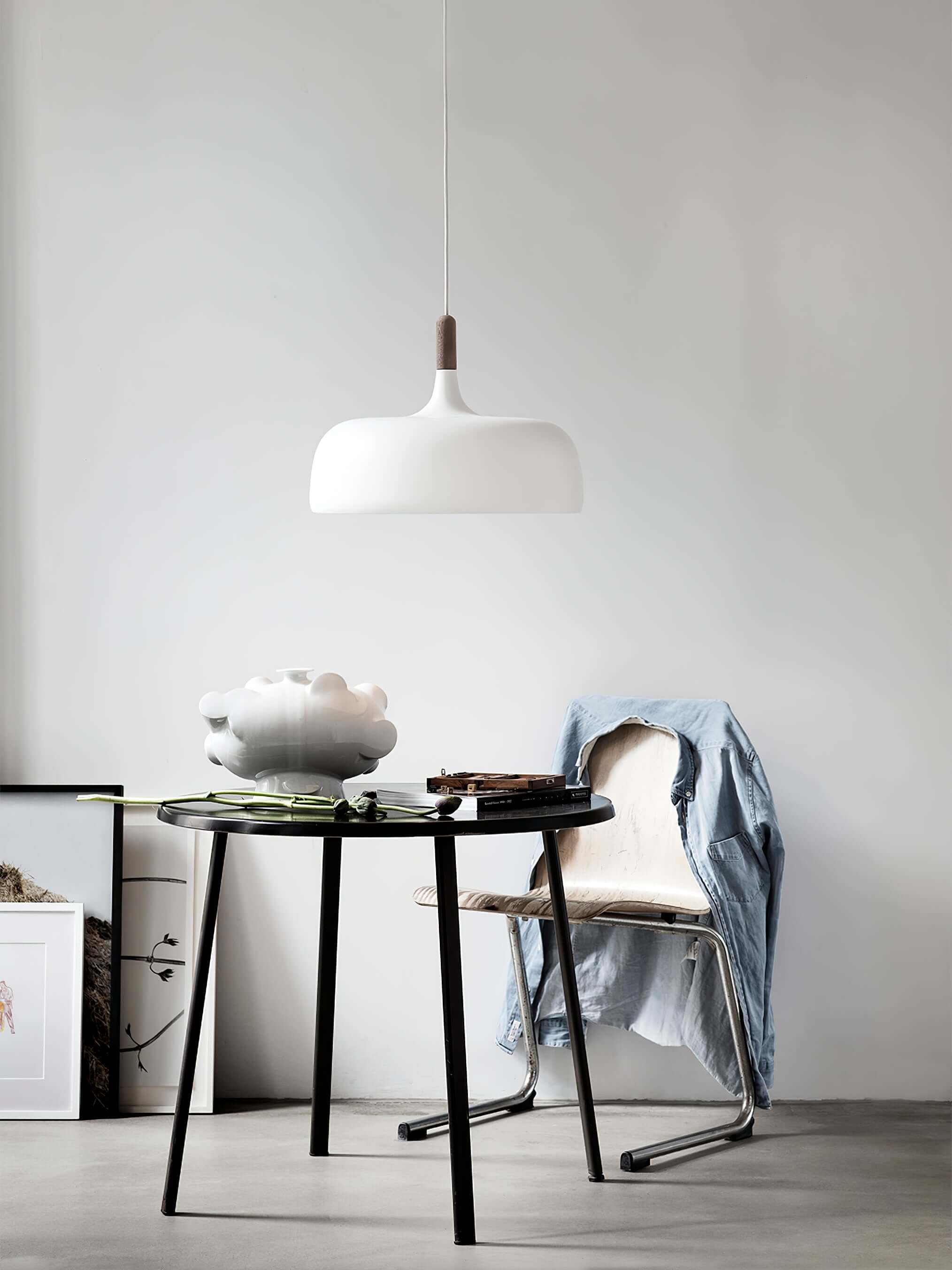 Lustra Suspension Lampe Abat-jour Blanc en Bois