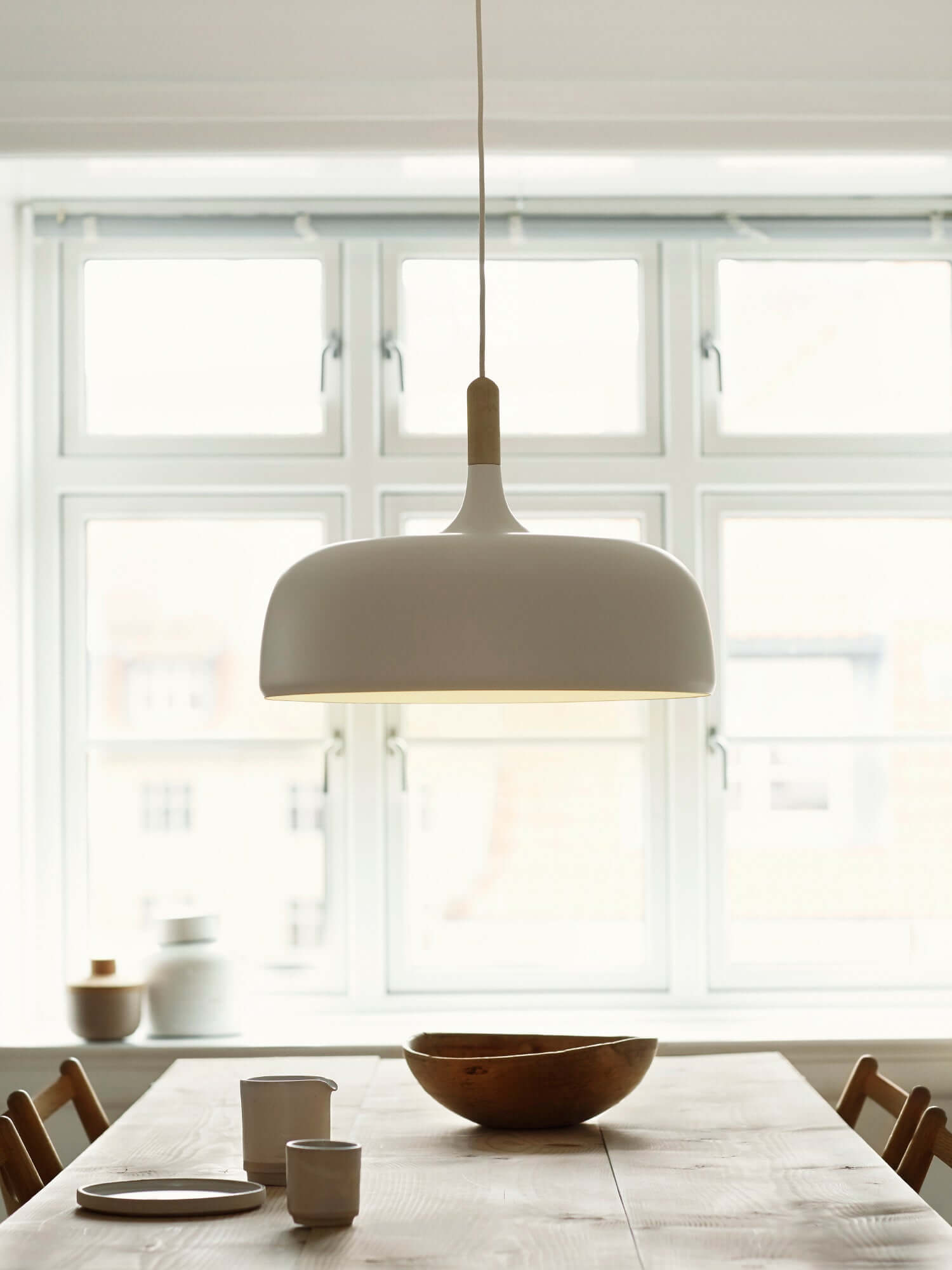 Lustra Suspension Lampe Abat-jour Blanc en Bois