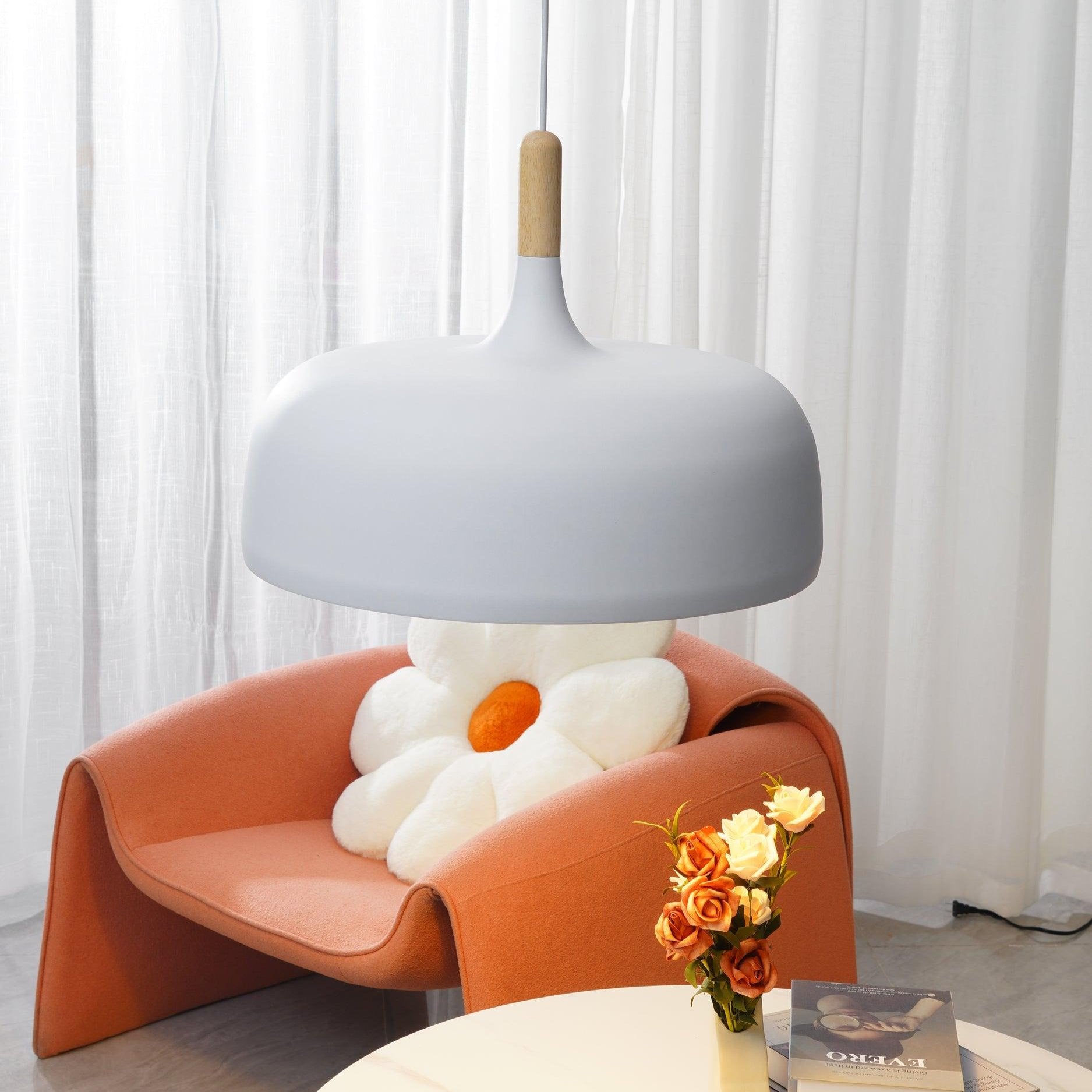Lustra Suspension Lampe Abat-jour Blanc en Bois