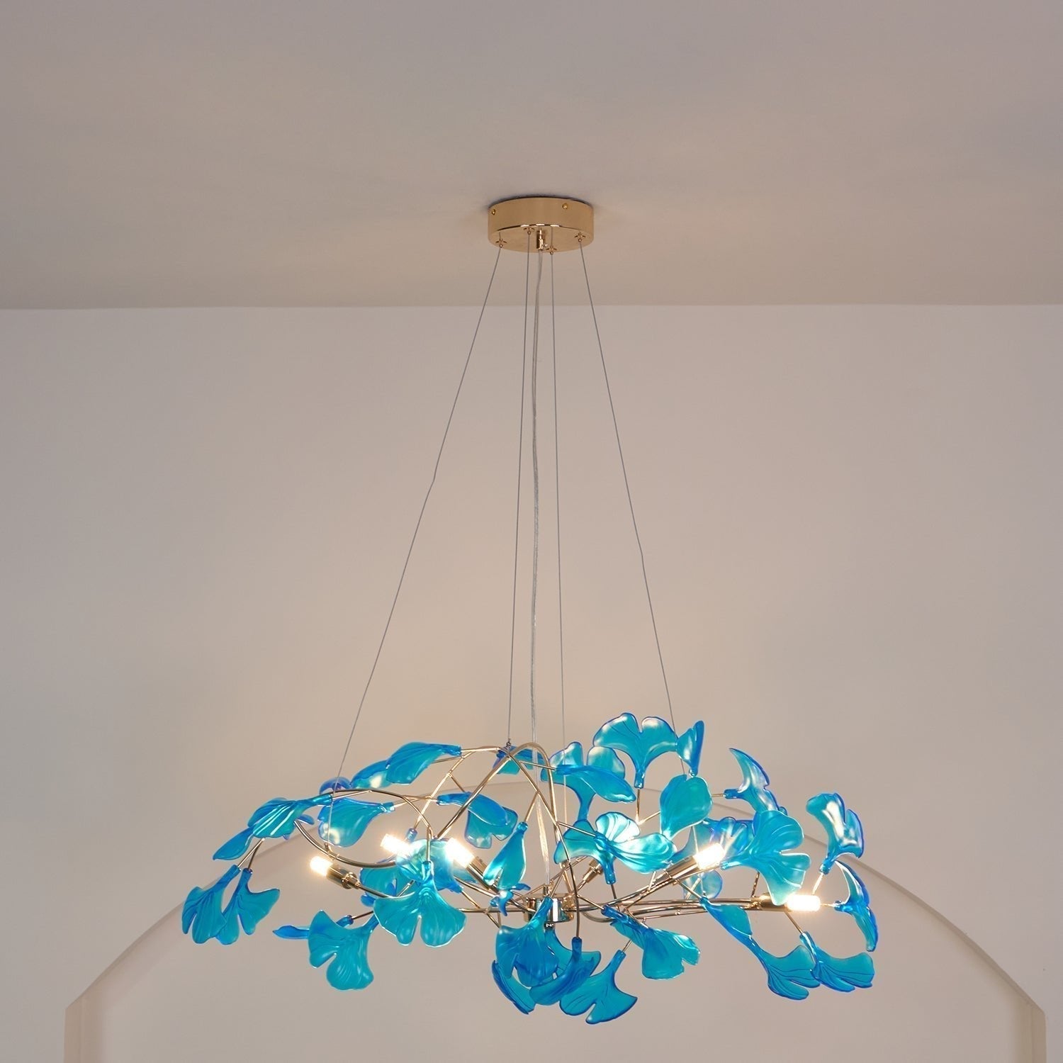 Eurvinen Lustre de luxe en feuille de ginkgo