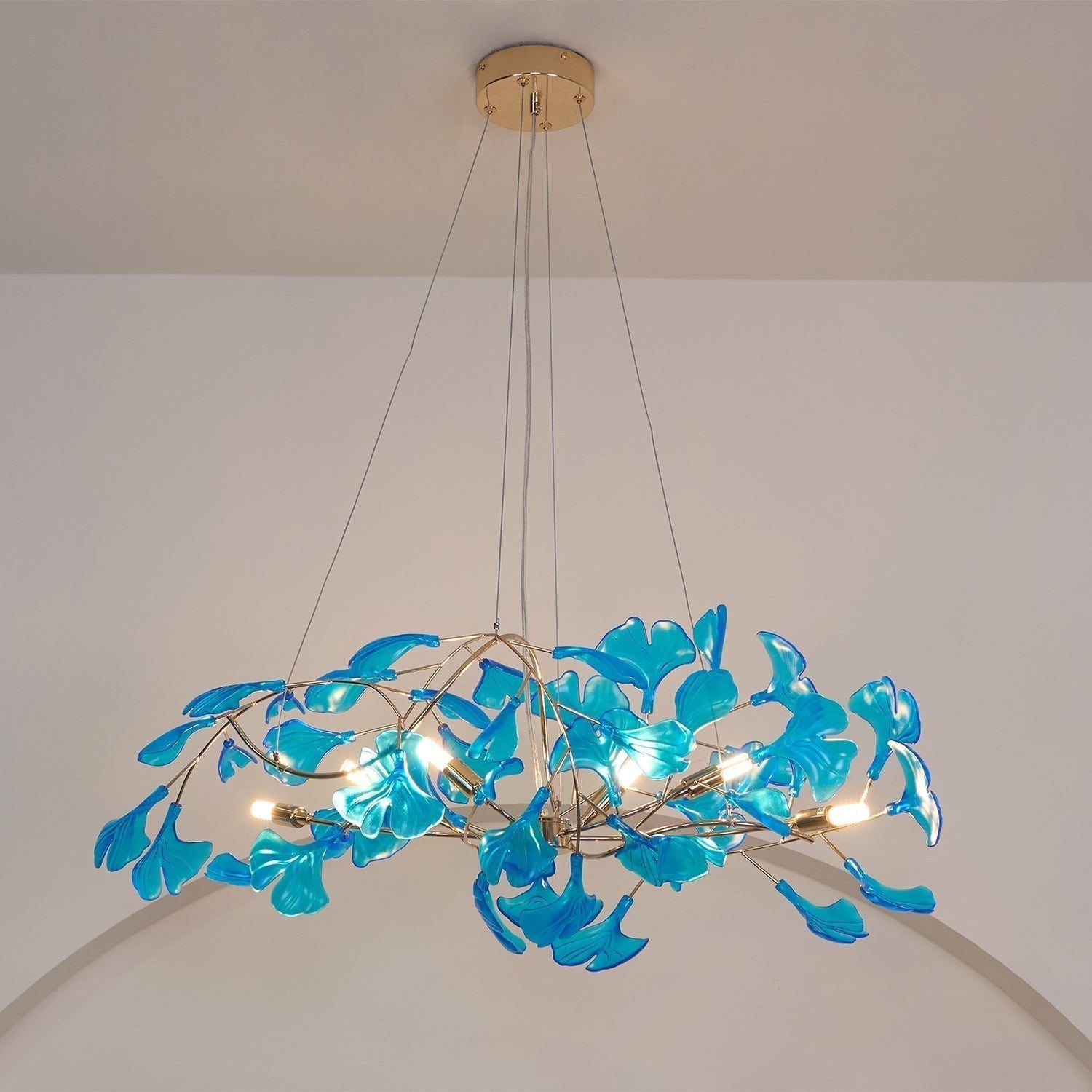 Eurvinen Lustre de luxe en feuille de ginkgo