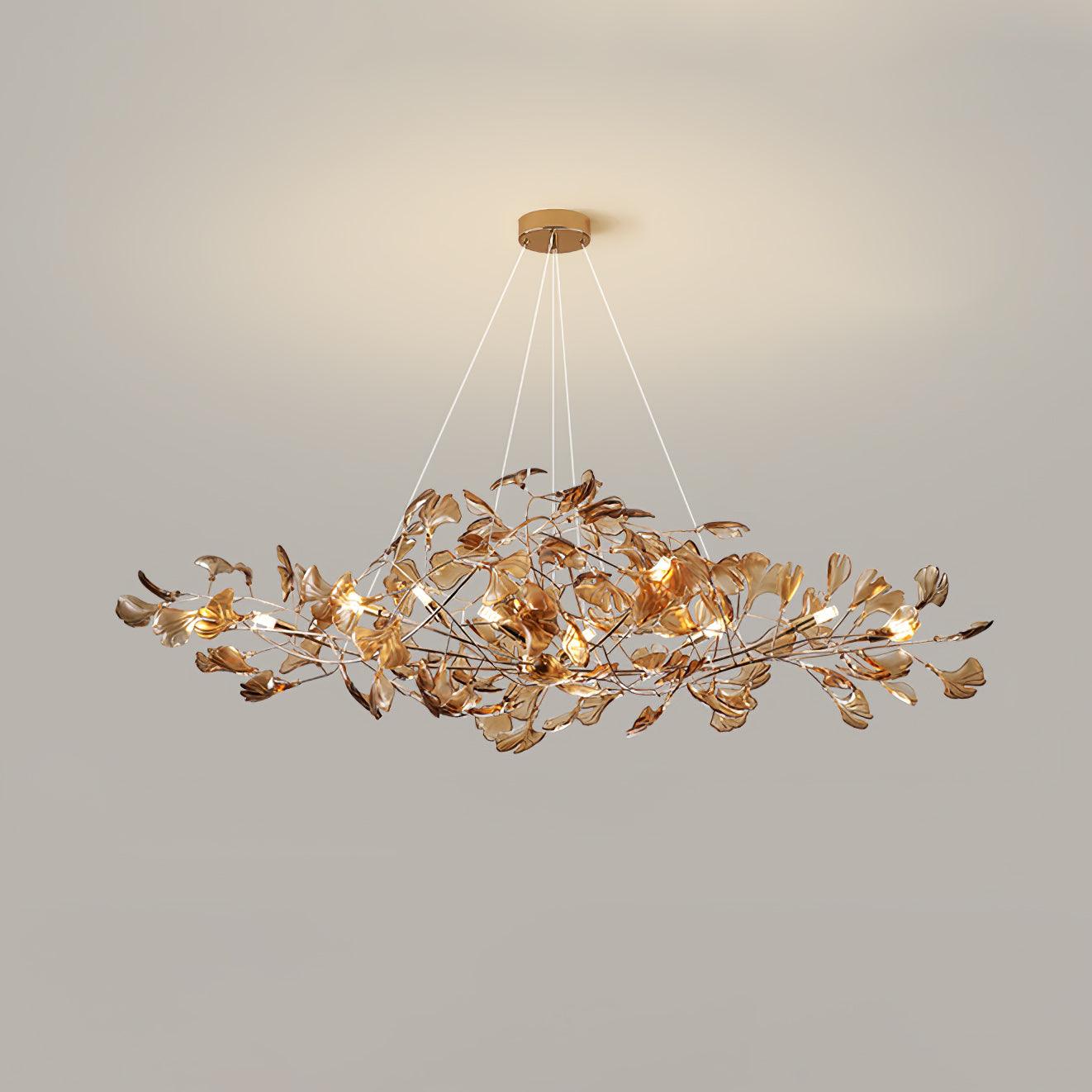 Eurvinen Lustre de luxe en feuille de ginkgo