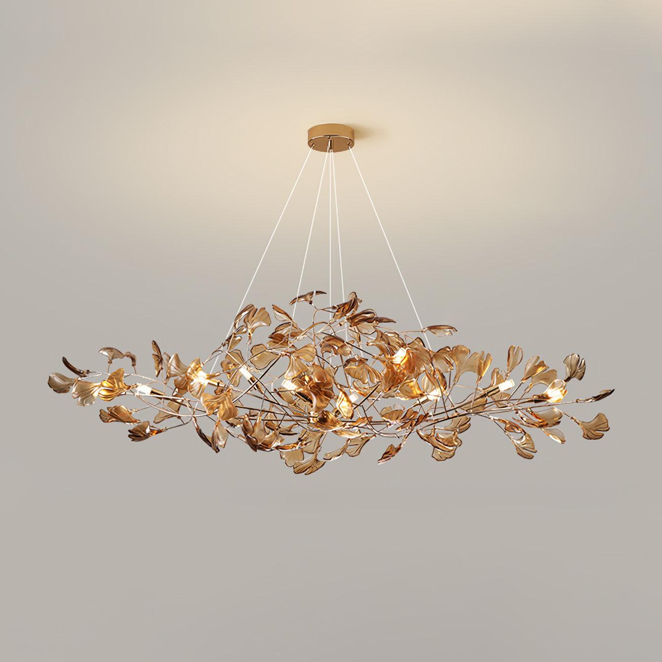 Eurvinen Lustre de luxe en feuille de ginkgo