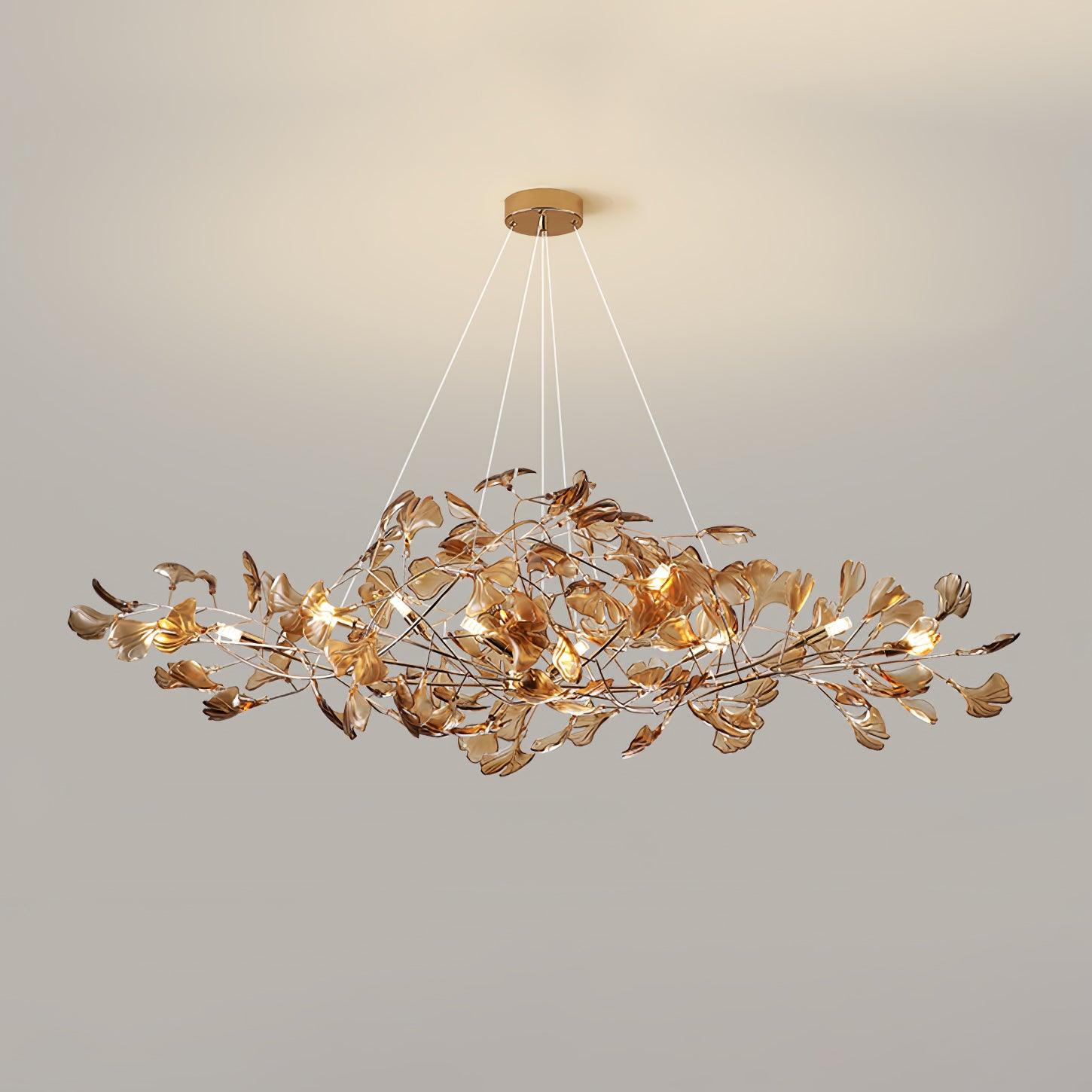 Eurvinen Lustre de luxe en feuille de ginkgo